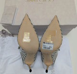 Jimmy Choo Bing Silver Leather and Mesh Heels with Rhinestone Strap New in Box Sale Mules