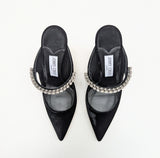 Jimmy Choo Bing Black Velvet 100 Heels with Rhinestone Strap New in Box Mules
