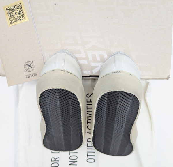 Golden Goose Hi Star Sneakers in White Leather with Silver Detail New in Box Trainers