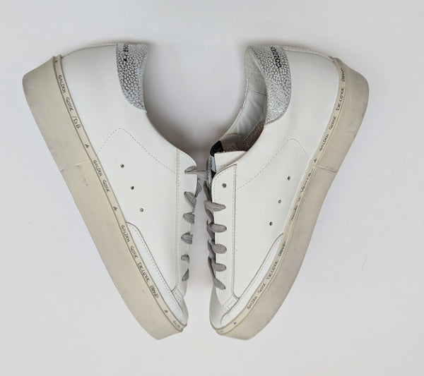 Golden Goose Hi Star Sneakers in White Leather with Silver Detail New in Box Trainers