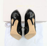 Jimmy Choo Bing Black Patent 65 Rhinestone Strap Heels New in Box