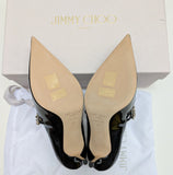 Jimmy Choo Bing Black Patent 65 Rhinestone Strap Heels New in Box