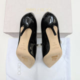 Jimmy Choo Bing Black Patent 65 Rhinestone Strap Heels New in Box