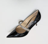 Jimmy Choo Bing Black Patent 65 Rhinestone Strap Heels New in Box