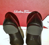 Ferragamo Varina Black Leather Bow Flats New in Box Shoes C Width