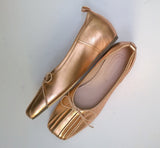 Simone Rocha Pleated Ballerina with Hidden Wedge Rose Gold Leather New in Box