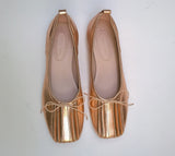 Simone Rocha Pleated Ballerina with Hidden Wedge Rose Gold Leather New in Box