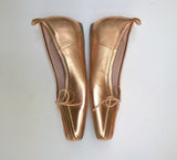 Simone Rocha Pleated Ballerina with Hidden Wedge Rose Gold Leather New in Box