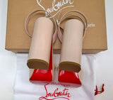 Christian Louboutin Movida Sabina 130 Leche Pale Pink Patent Platform Sandals Ankle Strap Heels New in Box