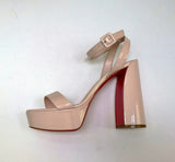 Christian Louboutin Movida Sabina 130 Leche Pale Pink Patent Platform Sandals Ankle Strap Heels New in Box