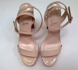 Christian Louboutin Movida Sabina 130 Leche Pale Pink Patent Platform Sandals Ankle Strap Heels New in Box