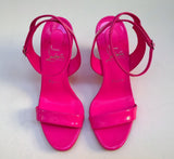 Christian Louboutin Zeppa Chick 100 Bolerose Bright Pink Patent Wedge Sandals Heels New in Box