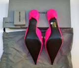 Balenciaga Cagole Neon Flourescent Pink Pointy Toe Slides Heels