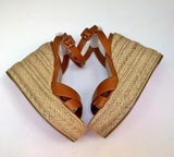 Christian Louboutin Mariza Zeppa 130 Cuoio Tan Leather Wedge Sandals Open Toe Heels New in Box Espadrilles