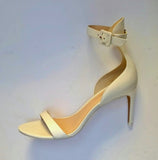 Sophia Webster Nicole 85 White Leather Simple Ankle Strap Sandals Heels New in Box