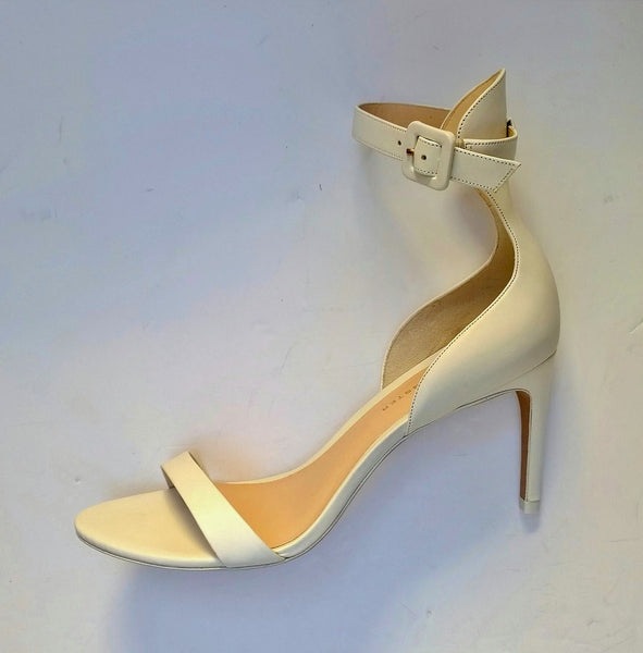 Sophia Webster Nicole 85 White Leather Simple Ankle Strap Sandals Heels New in Box