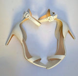 Sophia Webster Nicole 85 White Leather Simple Ankle Strap Sandals Heels New in Box