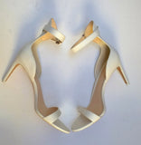 Sophia Webster Nicole 85 White Leather Simple Ankle Strap Sandals Heels New in Box