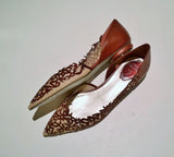 Rene' Caovilla Guendy Burgundy Leather and Strass Rhinestone Mesh Flats New in Box