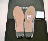 Chanel White Sequin Ballet Flats Black Cap Toe Pumps New in Box Shoes