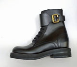 Chloé Coddington Black Leather Ankle Boots with Logo Detail Buckle New in Box Hidden Platform Heels