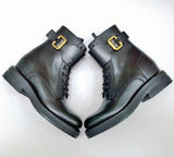 Chloé Coddington Black Leather Ankle Boots with Logo Detail Buckle New in Box Hidden Platform Heels