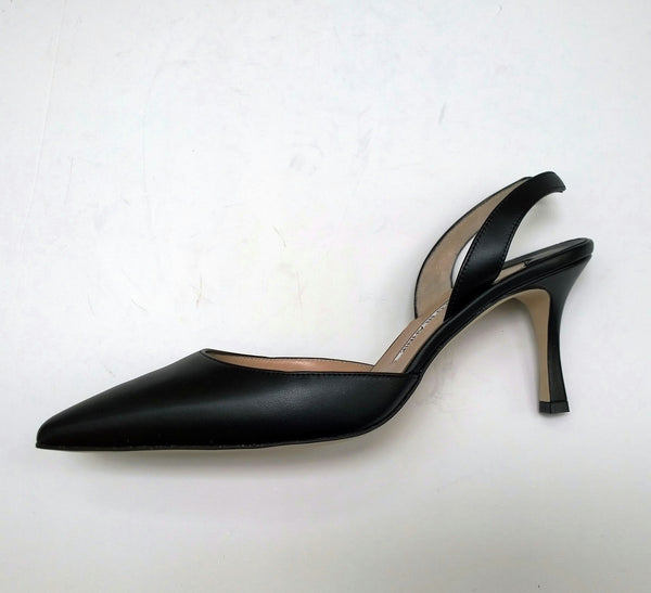 Manolo Blahnik Carolyne 70 Black Leather Slingback Heels New in Box