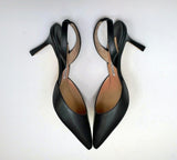 Manolo Blahnik Carolyne 70 Black Leather Slingback Heels New in Box