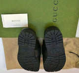 Gucci Airel Black Leather Horsebit Platform Slides Bit Flats New in Box Loafers