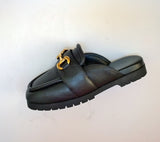 Gucci Airel Black Leather Horsebit Platform Slides Bit Flats New in Box Loafers