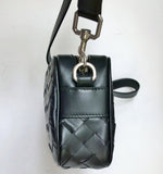 Bottega Veneta Avenue Mini Intrecciato Woven Leather Black Crossbody Camera Bag New