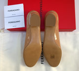 Ferragamo Vara Patent Amaretti Nude Heels with Bow New in Box C Width