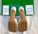 Bottega Veneta Padded Quilted Square Toe Slides in White Leather Mules Heels New in Box