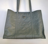 Prada Antique Nappa Grey Leather Tote Shoulder Bag New