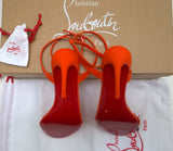 Christian Louboutin Loubigirl 85 in Orange Leather Vitamine New In Bow