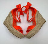 Christian Louboutin Chocazeppa 120 Orange Leather Espadrilles Wedge Heels New in Box