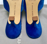 Manolo Blahnik Blue Pool Velvet Maysale 50 Mules New Heels