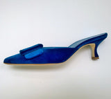 Manolo Blahnik Blue Pool Velvet Maysale 50 Mules New Heels