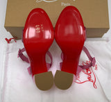 Christian Louboutin Miss Sabina 85 Metallic Pink Open Toe Ankle Strap Sandals New in Box Heels