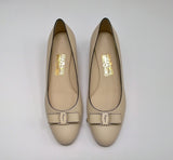 Ferragamo Vara Block Heels Bow Pumps New in Box Bone Leather C Width