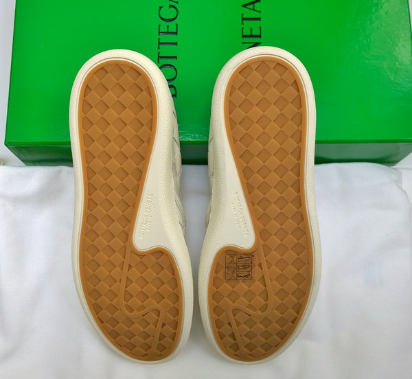 Bottega Veneta Sawyer Woven Cream Leather Sneakers New in Box Intrecciato Flats