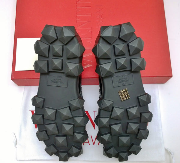 Valentino Trackstud Beatle Studs Black Leather Platform Loafers New in Box Shoes