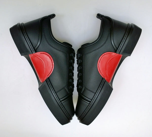 Christian Louboutin Adolon Junior Faux Leather Black Sneakers New in Box Ethical Vegan Shoes
