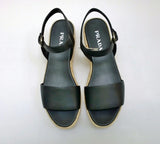 Prada Platform Espadrille Sandals with Black Leather