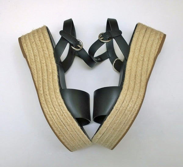 Prada Platform Espadrille Sandals with Black Leather
