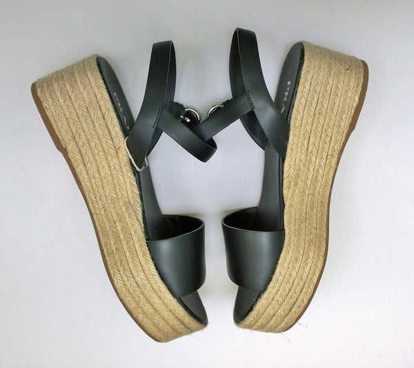 Prada Platform Espadrille Sandals with Black Leather
