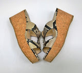 Jimmy Choo Atia 75 Snake Print Leather Cork Wedge Sandals Heels in Natural New in Box