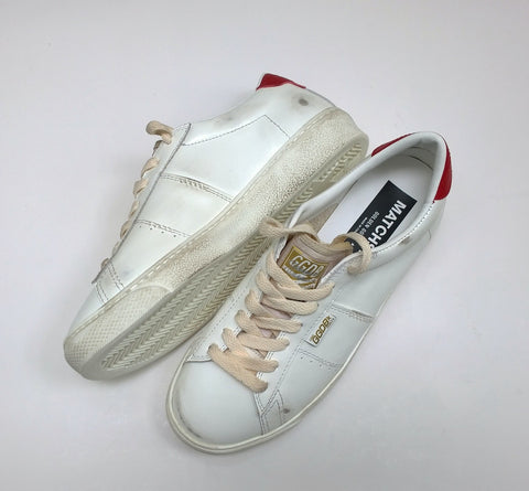 Golden Goose Matchstar White Sneakers with Red Tab New in Box