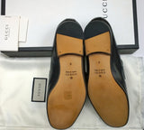 Gucci Donnie Black Leather Grosgrain Loafers New Shoes in Box Store Display