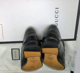 Gucci Donnie Black Leather Grosgrain Loafers New Shoes in Box Store Display